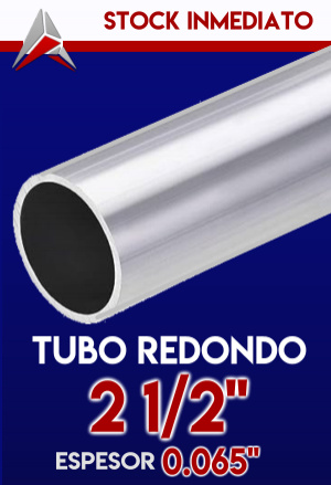 TUBO REDONDO DE ALUMNIO DE  2 1/2" ESPESOR 0.065"  AIP-TRED-106166